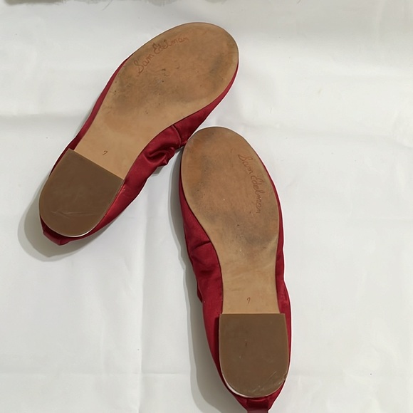 Pre-owned vintage Sam Edelman wine colored satin Farrow Ballet Flats - Picture 4 of 5